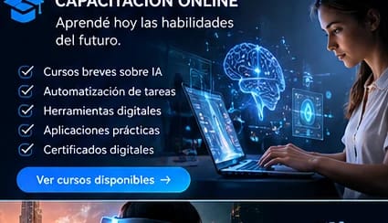 Capacitación online en inteligencia artificial con una persona aprendiendo frente a una computadora