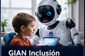 Niño interactuando con un robot de apoyo